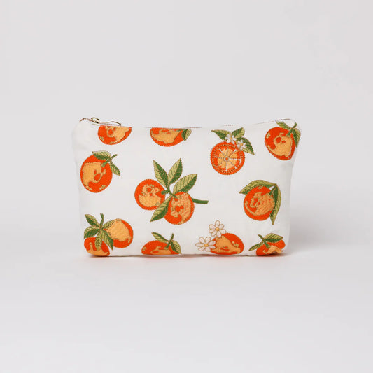 Orange Blossom White Velvet Everyday Pouch